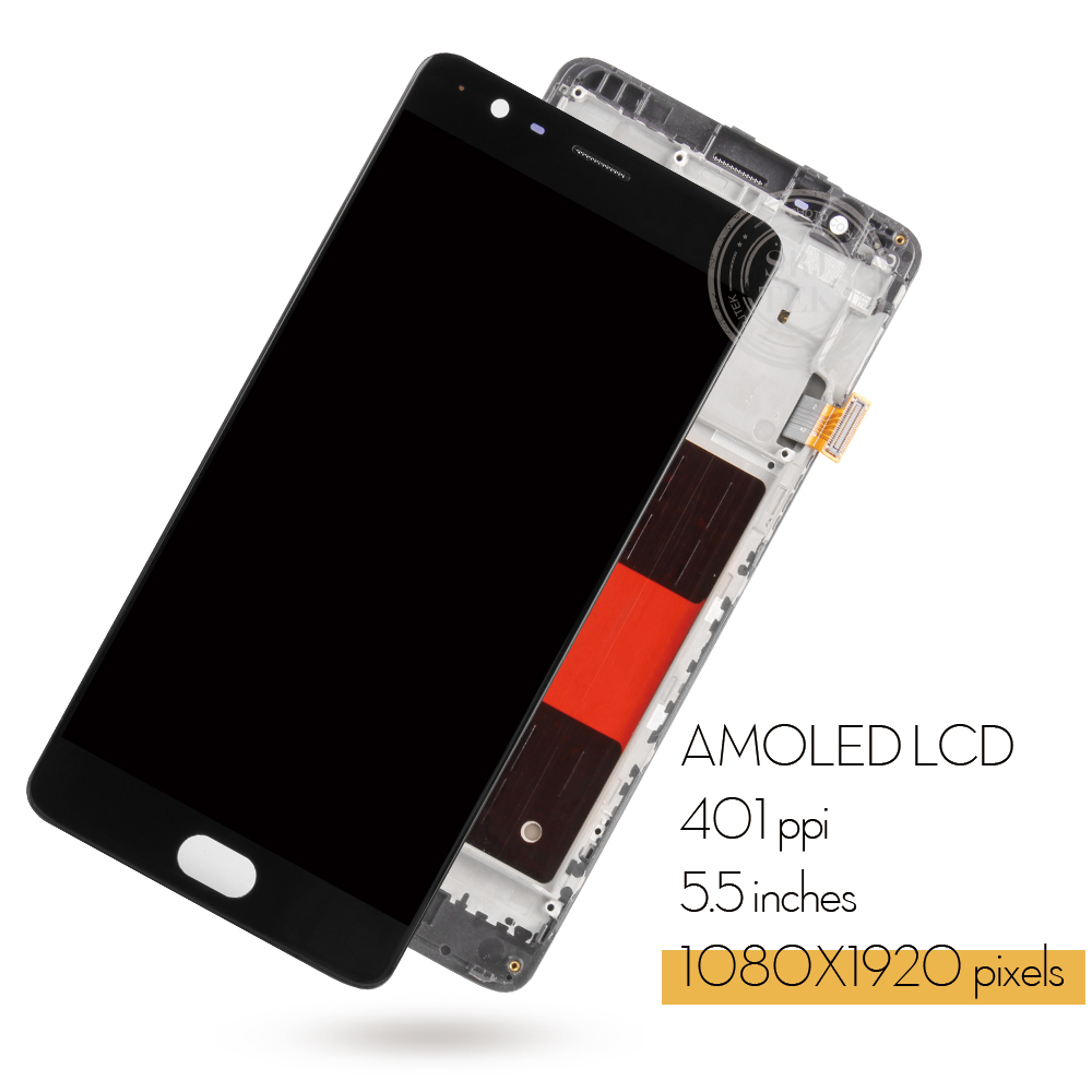 AMOLED Display Replacement for Oneplus 3T - 5.5" Touchscreen with Frame LCD