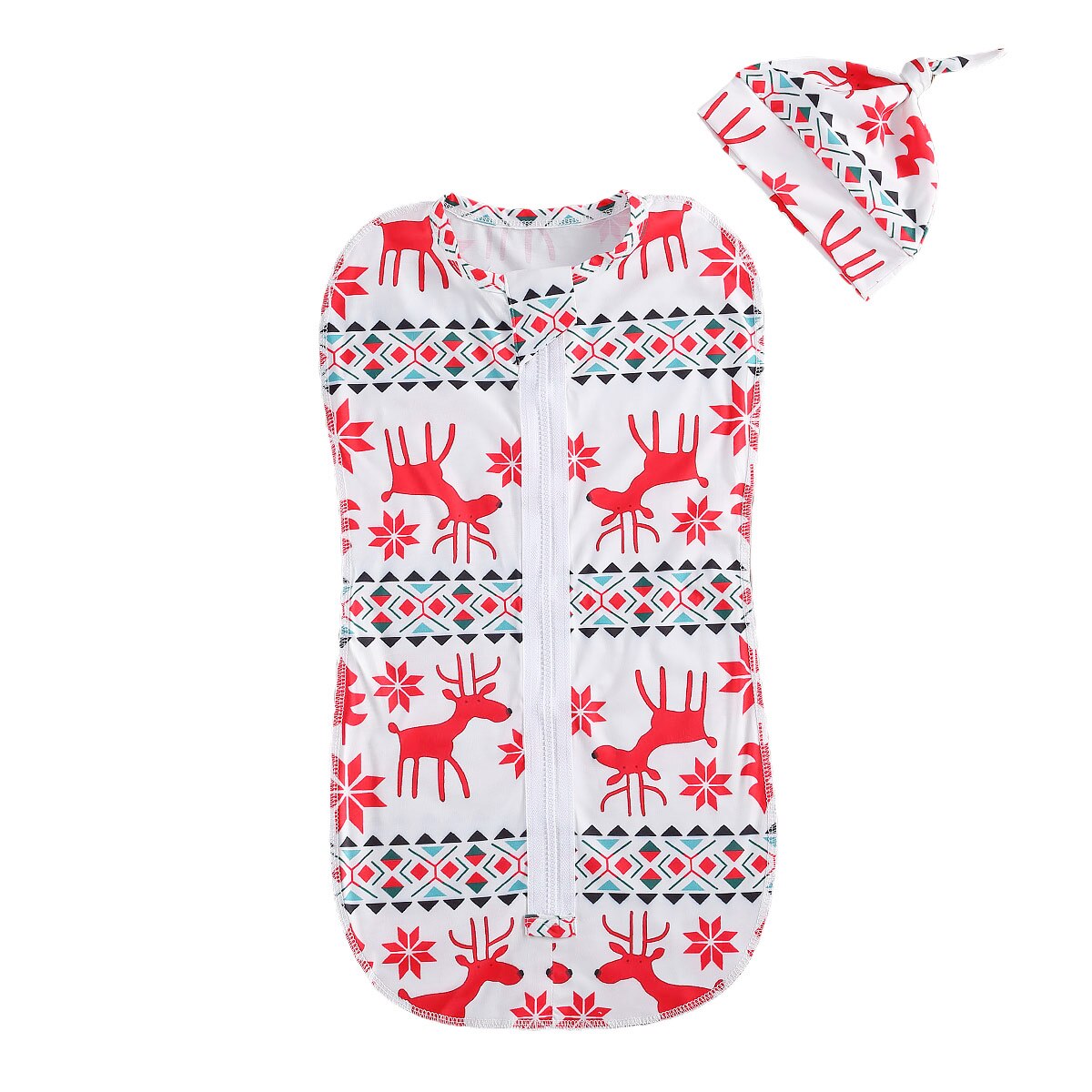 Baby & Kinderen Kerst Baby Baby Meisjes Jongens Sleepbag 2 Stuks Set Rendier Print Rits Sleepbag + Hoed 0-6M Pasgeboren: A / 6m