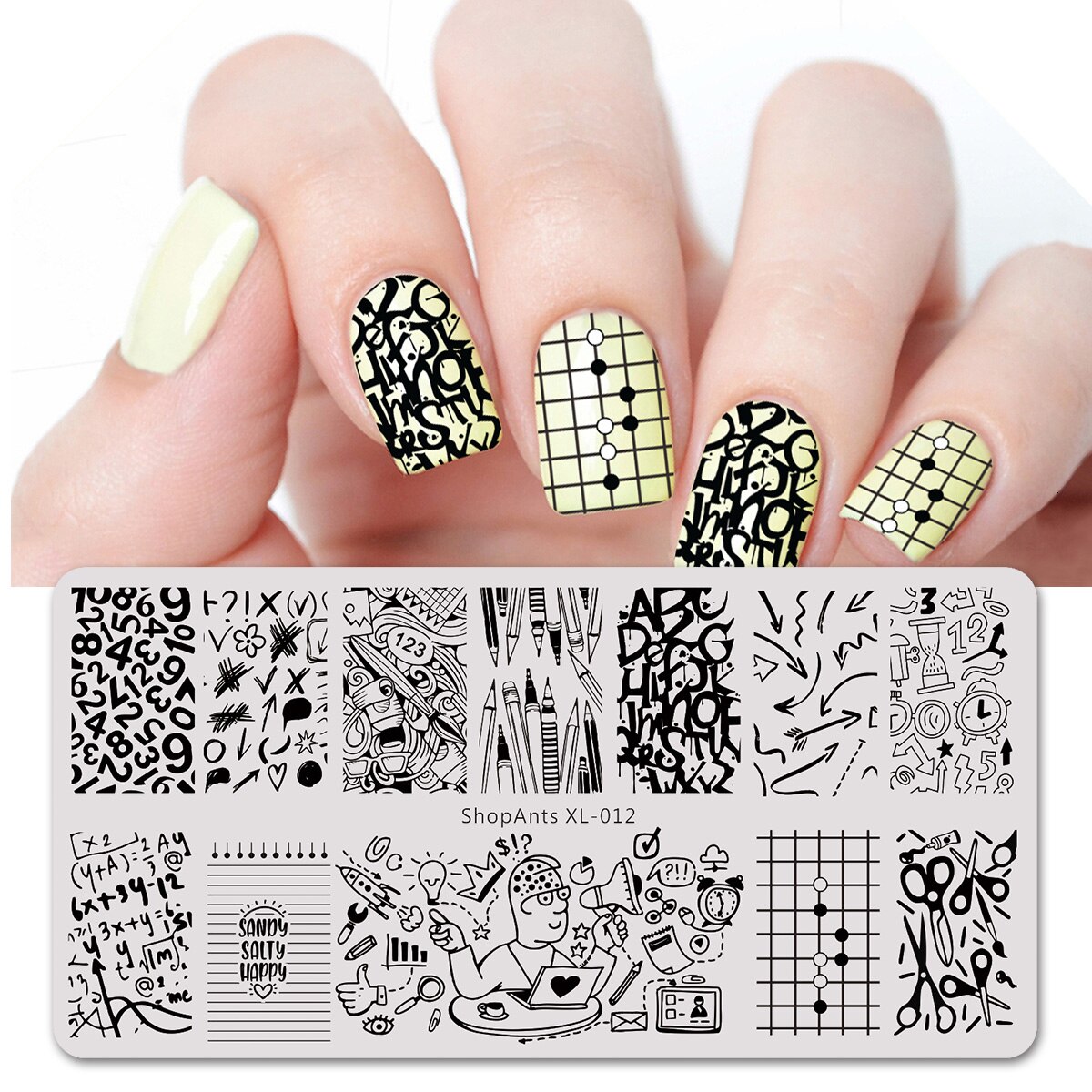 BEAUTYBIGBANG-placas de estampado para manicura Floral, plantillas rectangulares de flores y plantas de línea a rayas, con temática Floral, DIY, herramientas para uñas, 6x12cm