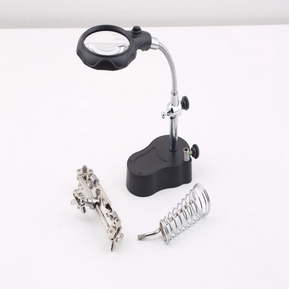 3.5x&12X 3rd Third Hand Soldering Iron Stand Helping Clamp Vise Clip Tool Magnifying Glass Educational Equipment
