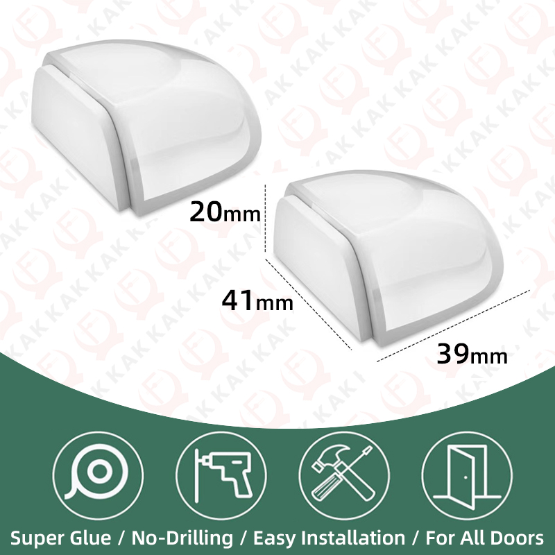 KAK 2 stks Siliconen Deurstopper Non-Punch Anti-collision Muurbescherming Deur Buffer Zelfklevende Vloer gemonteerde Deur Stop Guard: WIT