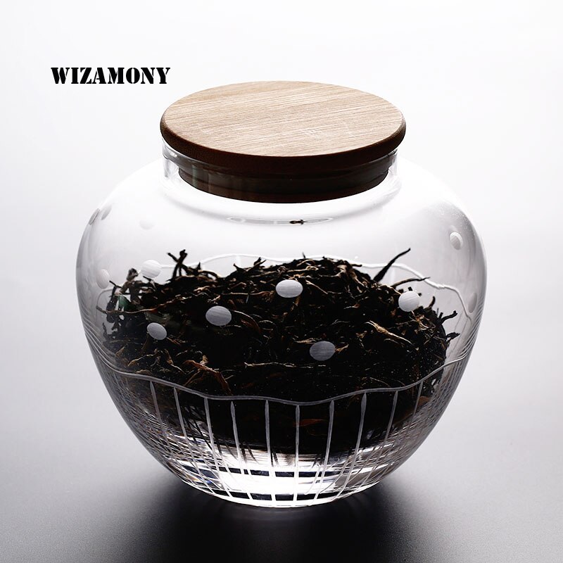 WIZAMONY Borosilicate Glass Tea Caddy Tea Jar Canister Portable Travel Storage Bottles Sealed Tank Jar Food Candy Jar