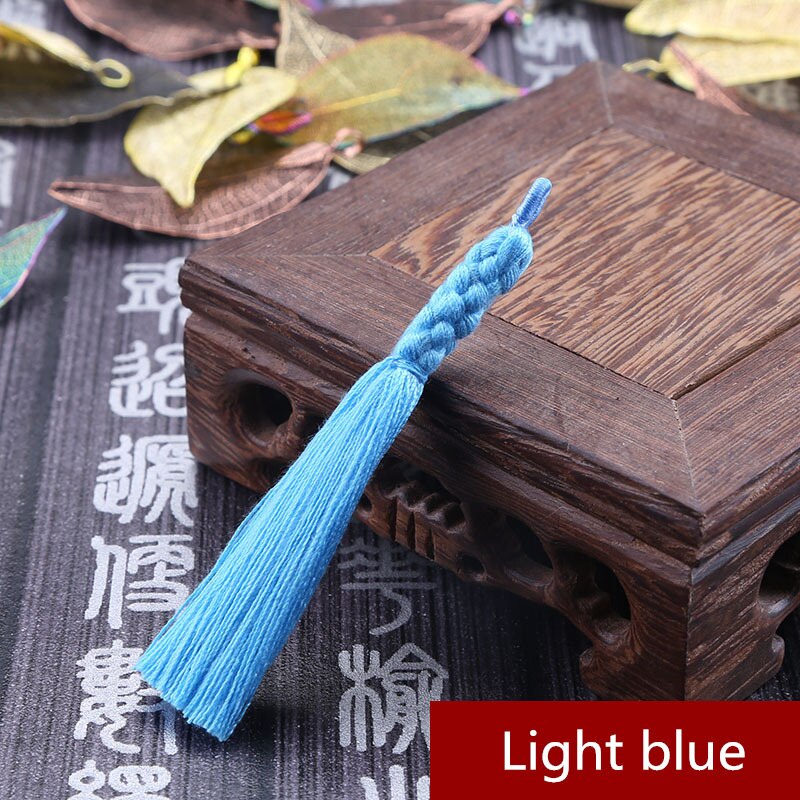 5PCS Mini Hemp Flower Tassel Jewelry Curtain Garments Decorative Accessories DIY Key Cell Phone Bag Fringe Trim Tassels Pendant: Light blue