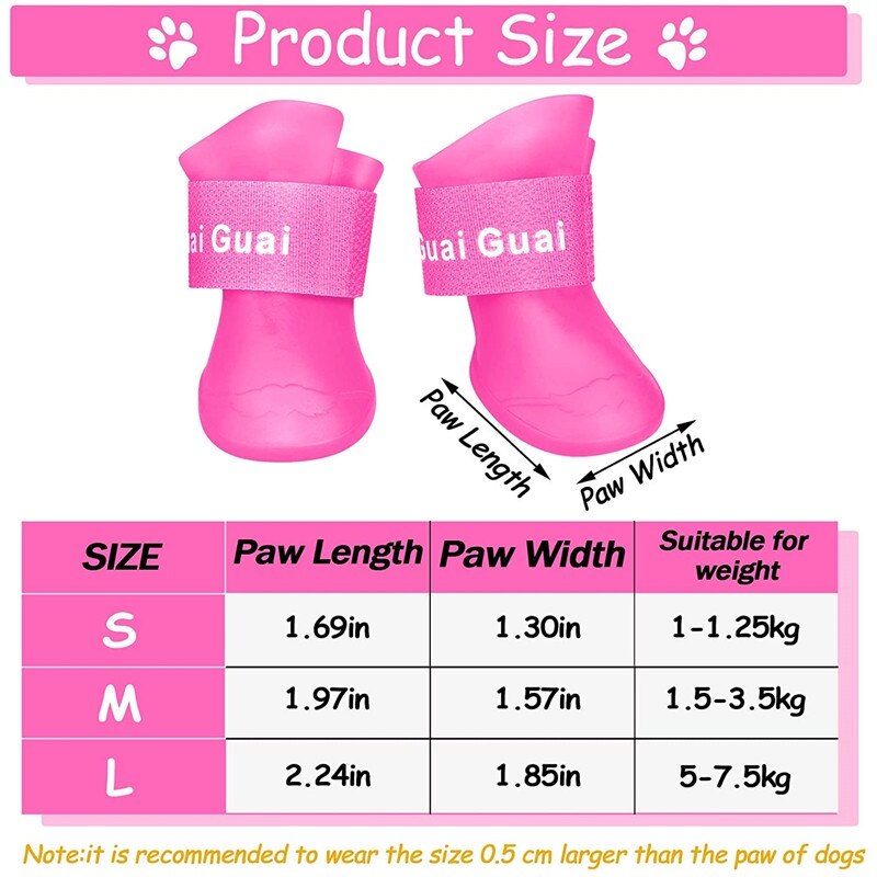 4 Stuks Waterdichte Laarzen Hond Schoenen Puppy Candy Kleuren Antislip Regen Schoenen Pet Laarzen Voor Sneeuw Regen Dag midden En Kleine Honden