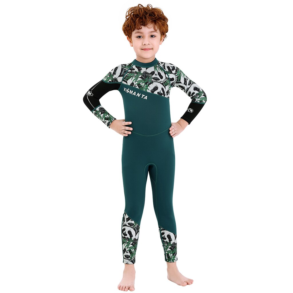 Kids 2.5mm Neoprene Scuba Diving Suit Children Long Sleeve Surfing Swimwear Full Body Long One-Piece Wetsuit for Boys