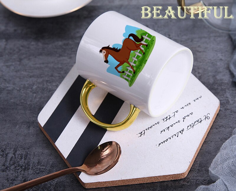 11oz Horse pattern Ceramic mug coffee Mugs Drinkware Coffee Tea Cups Novelty milk cup Drinkware KTDW-062