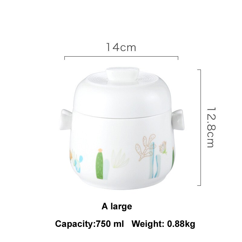 Cuenco de cerámica con asa para sopa, Bol para cocinar a vapor con doble tapa y taza humeante, para carne, carne, huevo, olla de cocción lenta, tamaño grande