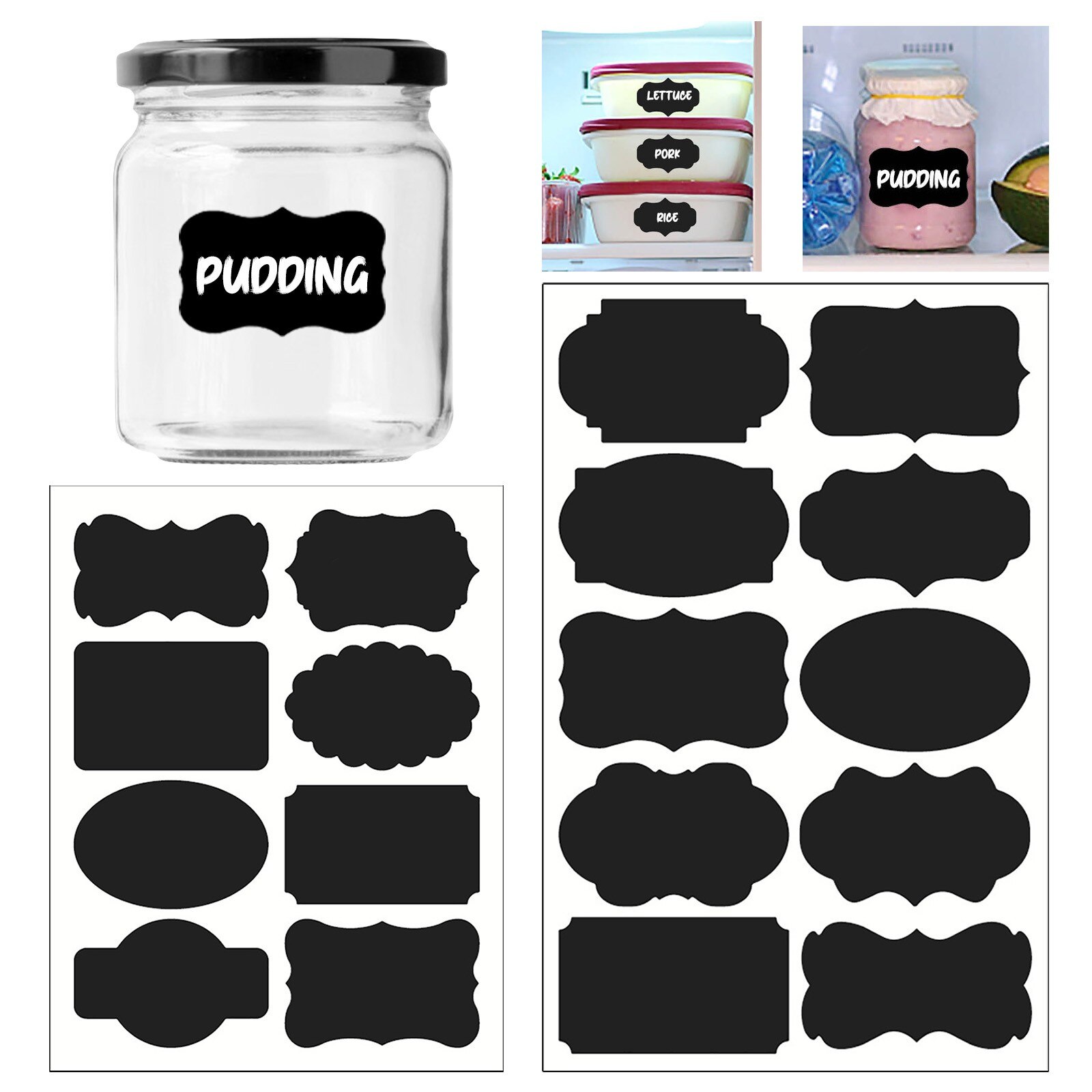 10/20/30 Pcs Schoolbord Sticker Label Fles Plakken Speciale-Vormige Zwarte Pvc Pasta Keuken Jar Organizer Labels Diy board Sticker