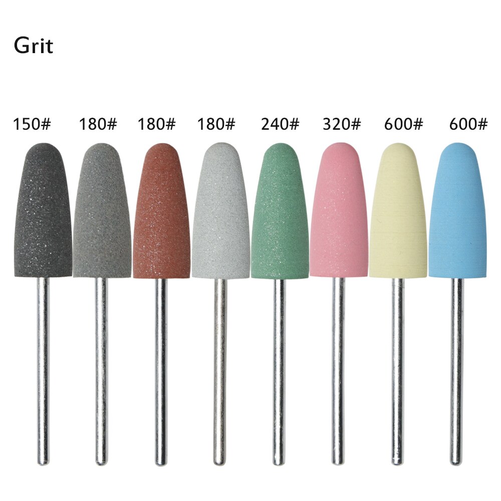 De taladros para uñas de goma de silicona de 8 colores para manicura, de 3/32 ", fresa pulidora para broca para uñas, herramienta de pulido de arena diferente, 1 Uds., TRGJ03