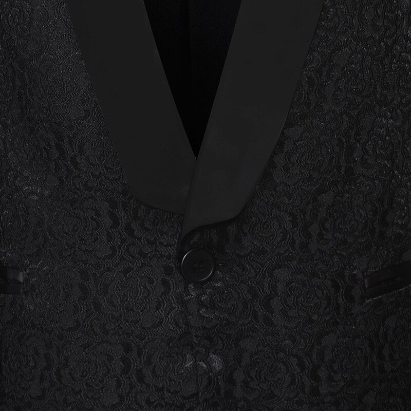 Shenrun – veste Jacquard noire et blanche pour homme, style Business décontracté, châle, veste de smoking à revers, costume de chanteur et hôte de scène