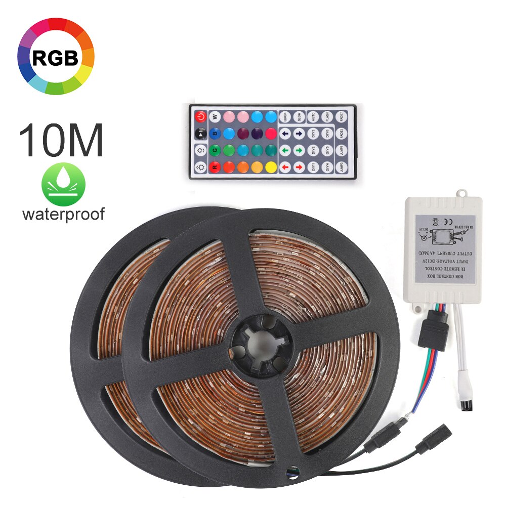 10M RGB 3528 LED Band Multicolor Changing LED Strip Light With 44key Remote Controller String Lights With Self-adhensive Tape: O
