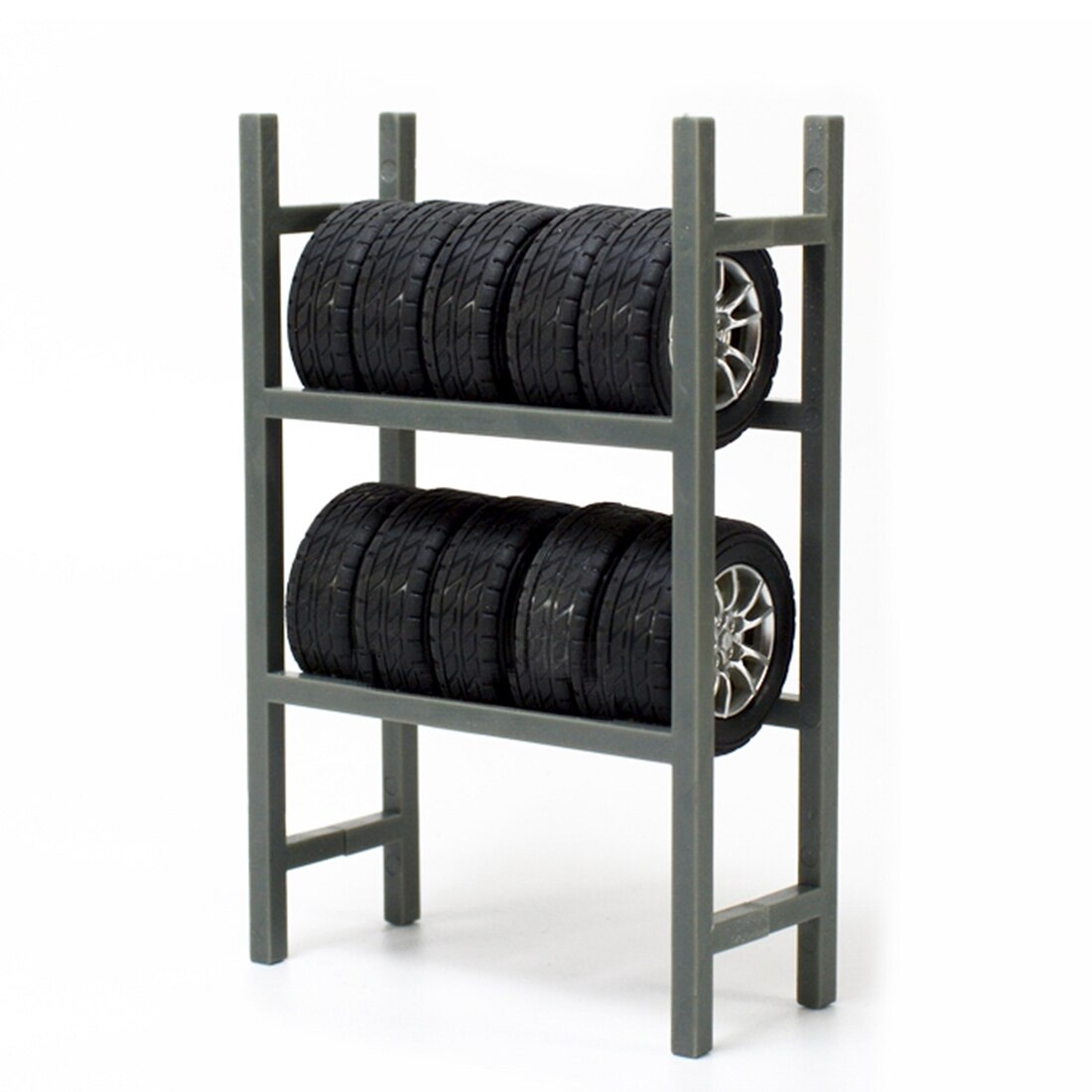 10Pcs Tires With Tire Rack Model Wheel Decoration Scene For 1:18 Model Car HO Scale Miniatures Landscape Model Accessories: Default Title