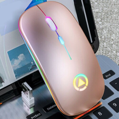 Wireless Mouse Rechargeable Silent Mouse 2.4GHz USB Optical Ergonomic Mice LED Backlight Game Gaming Mouse For PC Laptop Gamer: Gold