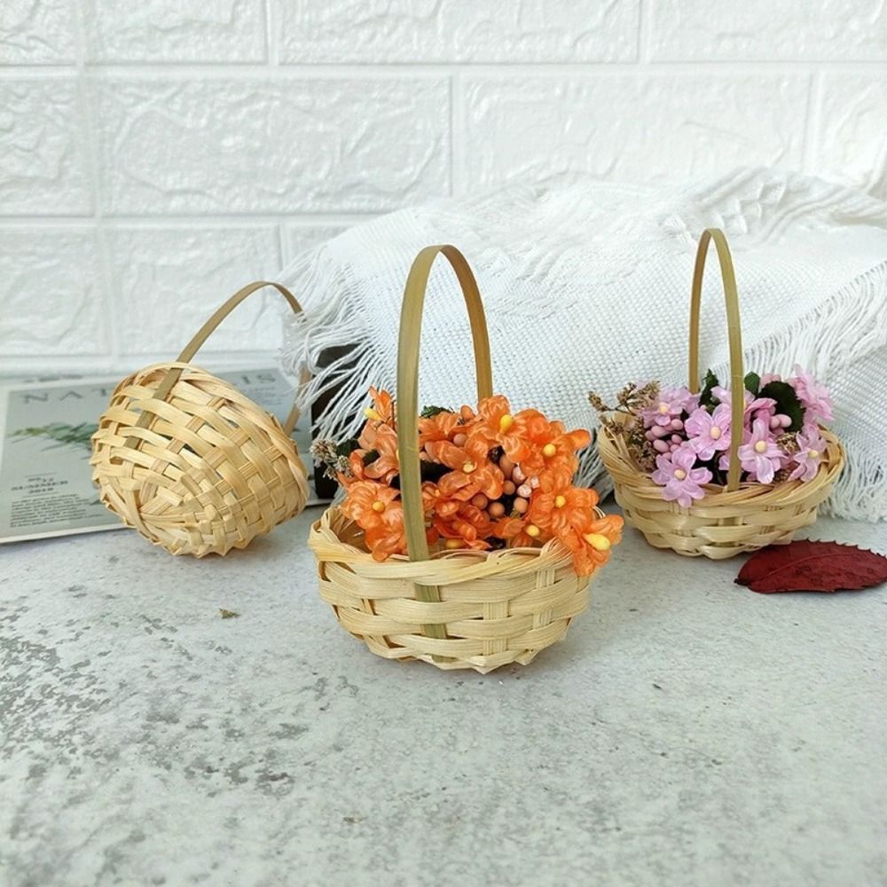 Cestas de flores trenzadas, suministros de , Mini cesta de tejido, embalaje, decoración del hogar, oficina, cestas de mano, evento de Picnic