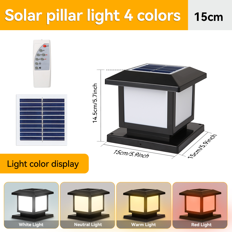 LED Solar- Säule Licht wasserdichte Solar- leuchten mit Fernbedienung 4 Farben Außen beleuchtung für Gartenzaun Veranda Solar- lampe