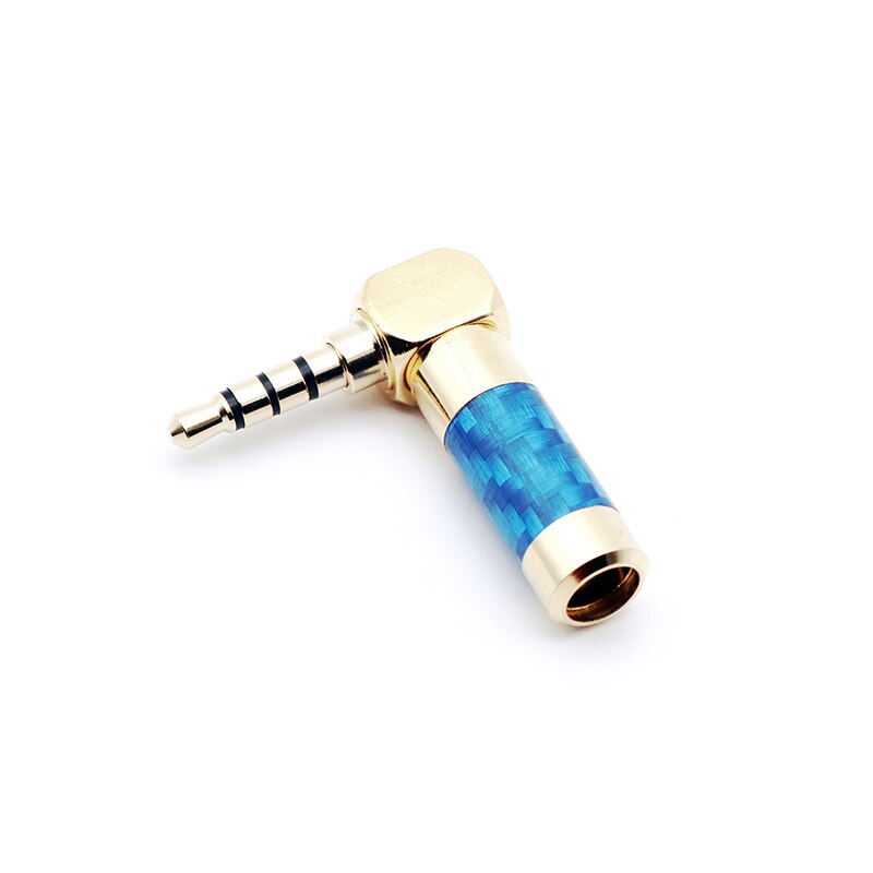 3.5mm 4 Pole Stereo Jack Carbon Fiber Earphone Jack Male Plug Gold Plated 90 Degree Repair Solder DIY Connector for 6mm Cable: Blue