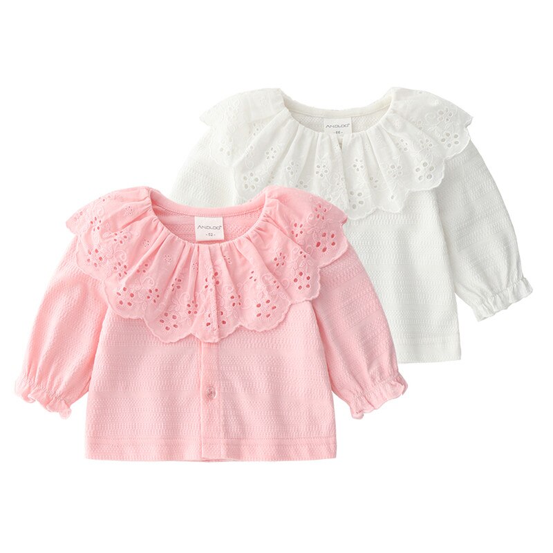 Kant Pasgeboren Baby Meisje Kleding Hollow Bloemen Lange Mouw Vest Doop Meisjes Bloues Jas Jas Baby Kleding Outfits