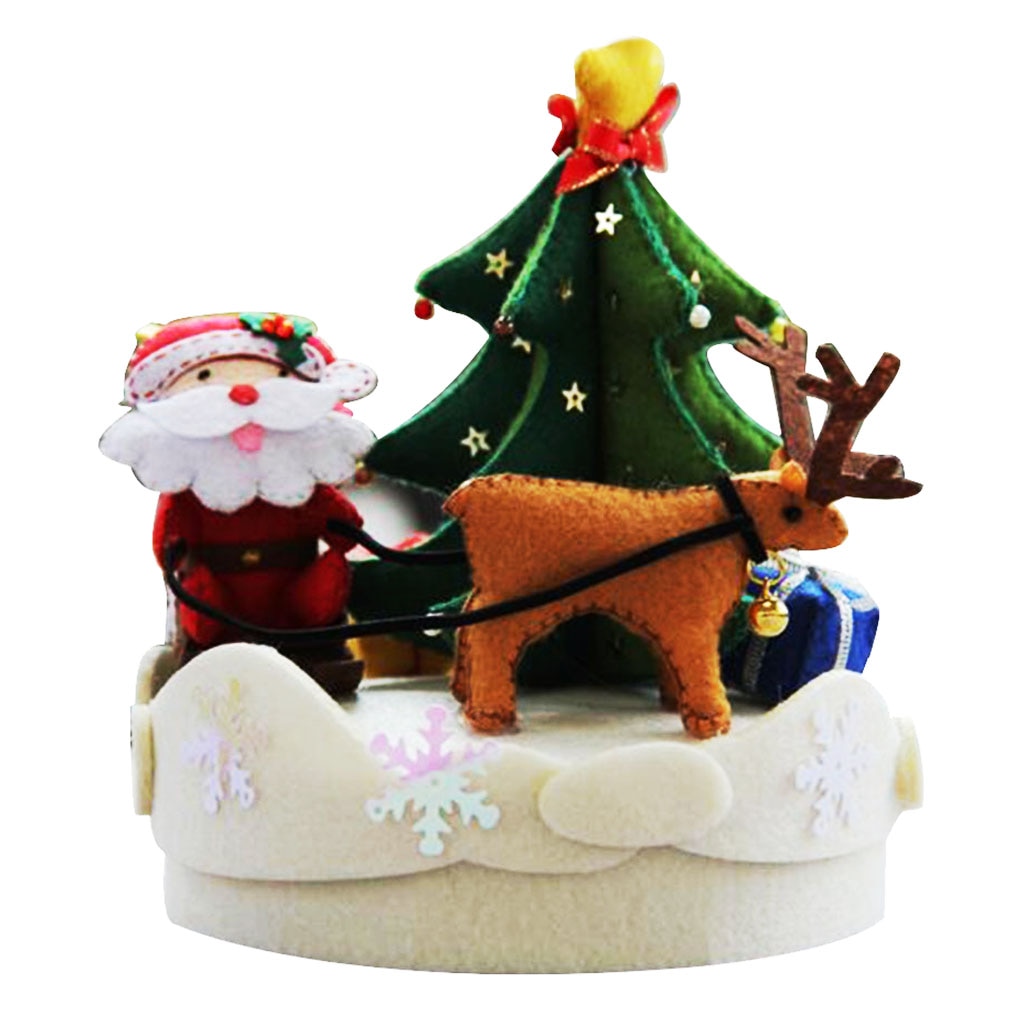 2 Sets DIY Christmas Felt Sewing Kit Music Box Needle Felting Starter Kit