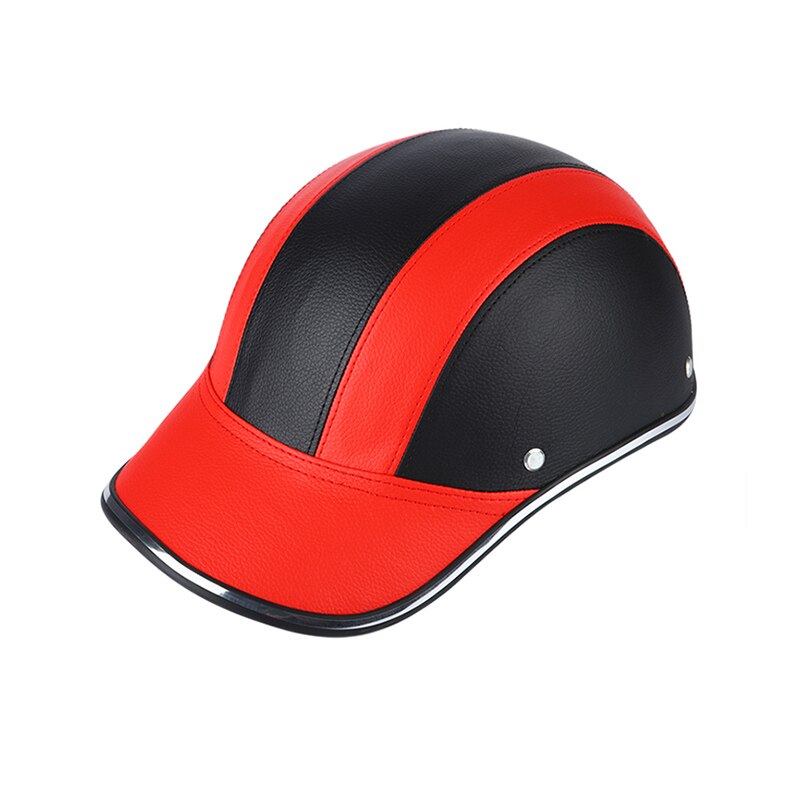 Motorcycle Helmet Bicycle Skate Helmet Ride Half Face Protective Helmet ABS Leather Baseball Cap Hard Hat Non Integrated Helmet: Red