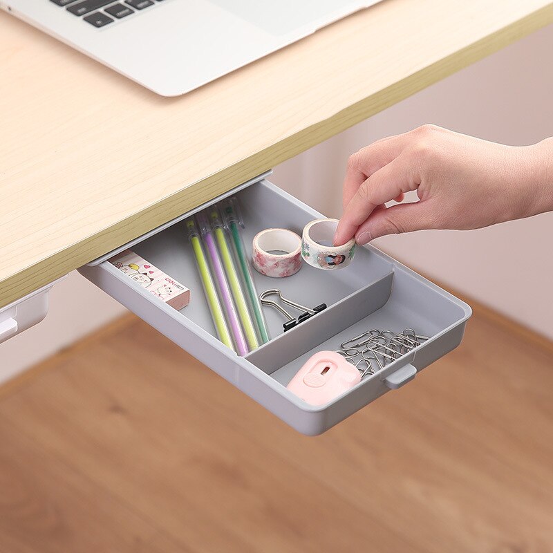 Desk Drawer Self Stick Desk Table Storage Hidden Drawer For Small Accessories Holder Storage Tray Organizer Stationery Storage