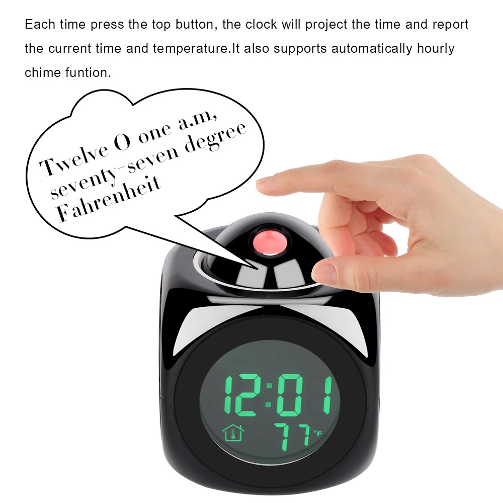 ABEDOE Multifunction Alarm Clock Digital Projection Cube LED Desk Clock LCD Display with Backlight Support Current Time Report