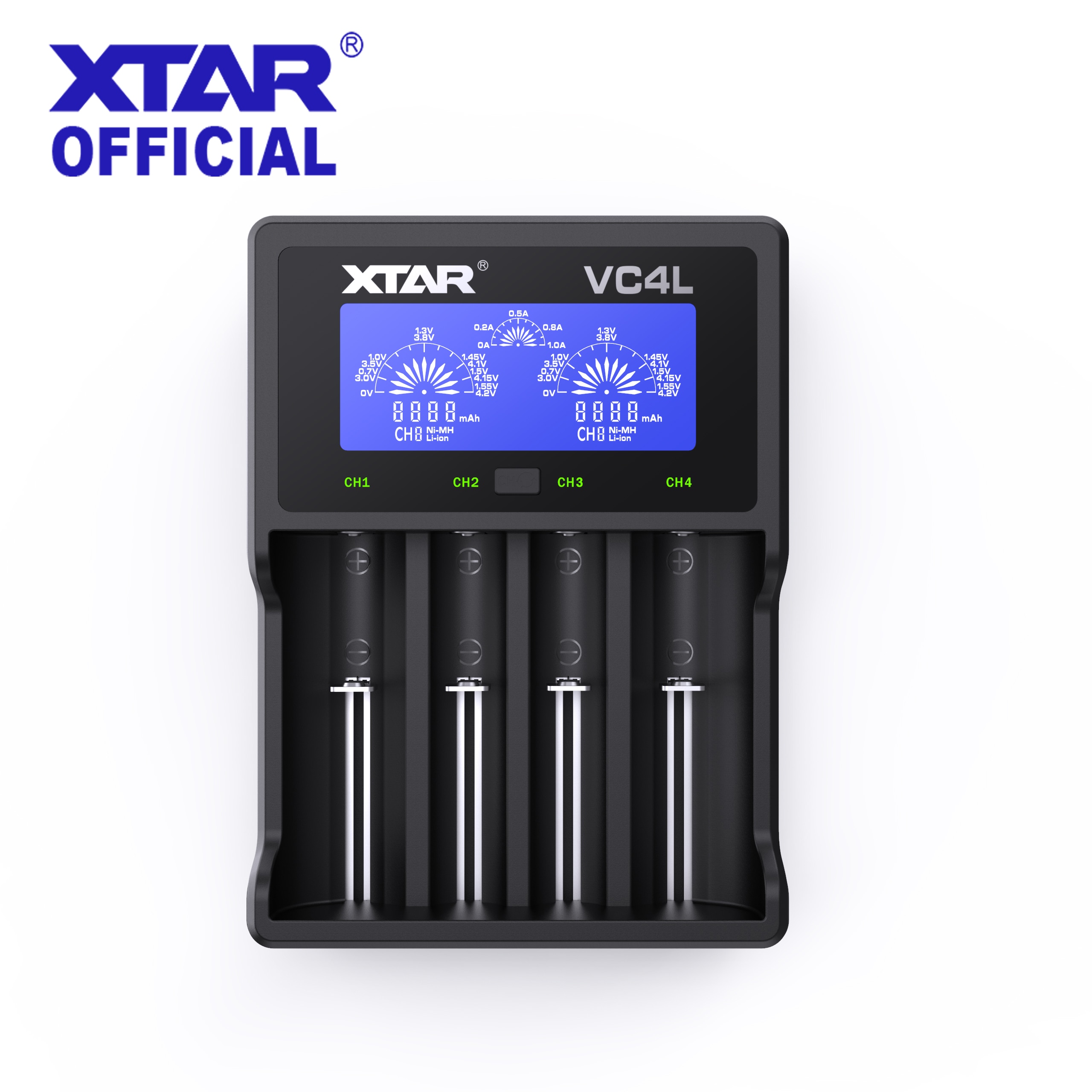 Ładowarka XTAR VC4H – szybkie ładowanie QC3.0 dla akumulatorów 3,6/3,7 V 18650, 20700, 21700, 26650, 18350 i AAA/AA 1,2 V
