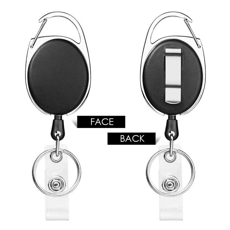 18Pcs Retractable ID Card Badge Holder, Heavy Duty Badge Reel Clip with 27 Inch Nylon Cord and Key Ring for Nurse Office School