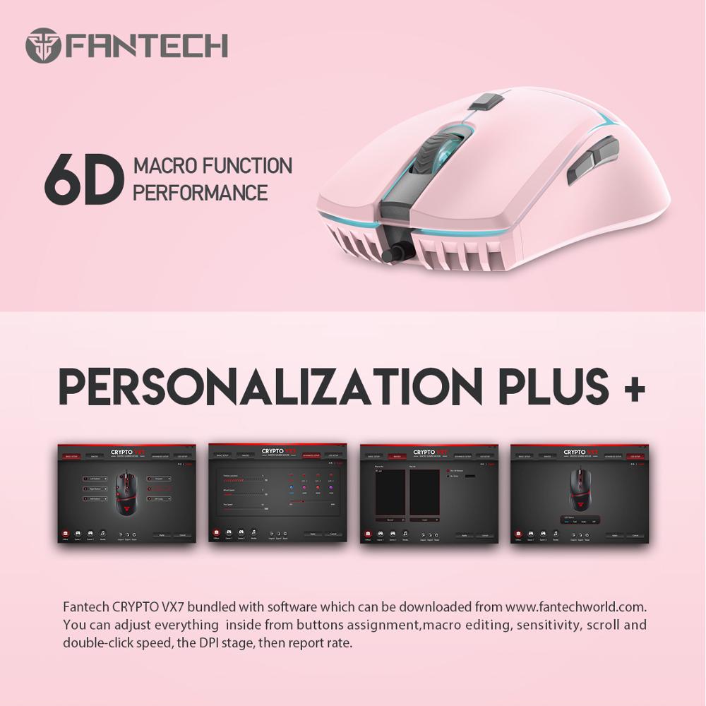 FANTECH-ratón óptico VX7 para videojuegos, dispositivo con luz 84G, 8000DPI, 6 botones, Macro, con cable para FPS y Moba
