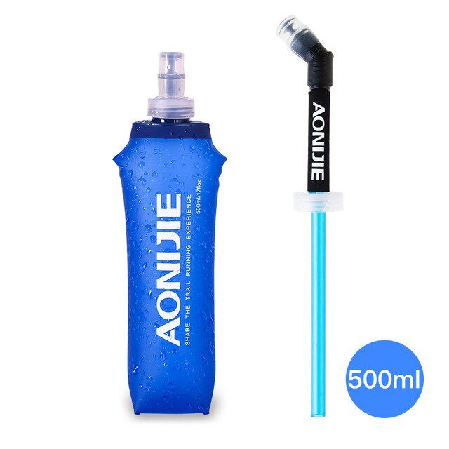 Aonijie 250ml 500ml tpu læskedrik vandflaske sammenfoldelig vandpose kolbe til udendørs sport camping sundhed gratis bpa: 500ml med halm