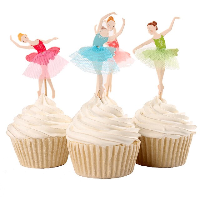 Balletdanser prinses cupcake toppers party meisjes bruids de verjaardag bos bruidstaart topper decor24pcs