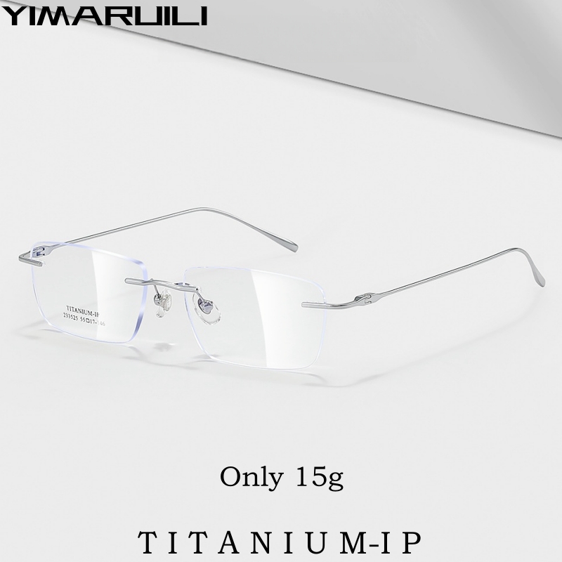 Montura de gafas YIMARUILI ultraligera sin montura para hombre, monturas de gafas simples de titanio puro de lujo súper ligeras para mujer 233525 WK