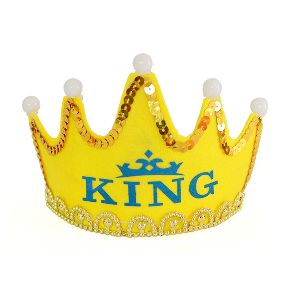 Crown Led Gelukkige Verjaardag Cap Kleurrijke Non-woven Hoed Koning Prinses Kroon Led Verjaardagsfeestje Decoraties Kerst Verjaardag Kroon: F