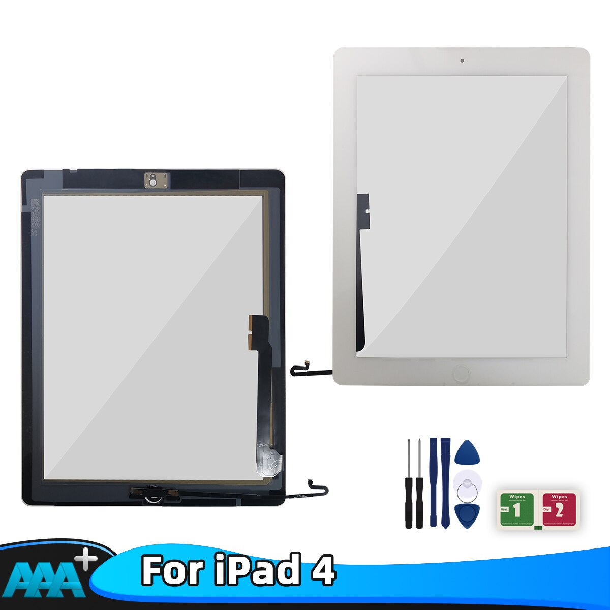 1Pcs Voor Ipad 4 A1458 A1459 A1460 Touch Screen Voor Ipad 4 Voor Glas Touch Panel Display Vervangende Onderdelen met/Geen Key Button