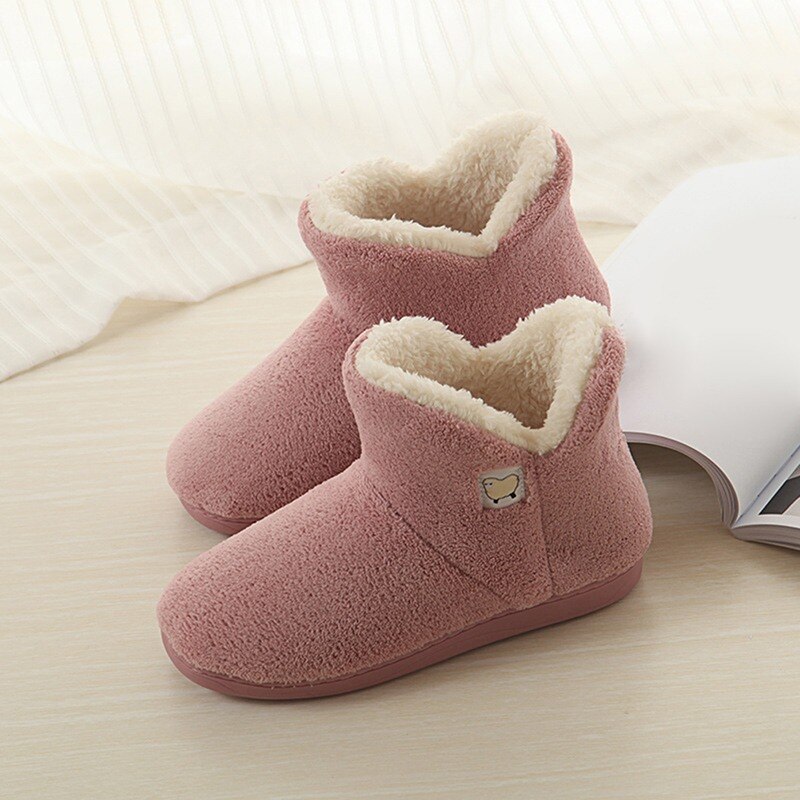Bottines d'hiver pour femmes, chaussures plates en peluche pour garder au ,