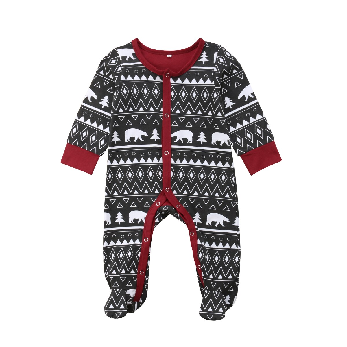 Nyfødte baby footies søde drenge piger jul jumpsuits toddler trykt bomuld pyjamas footed tøj tøj: 18m
