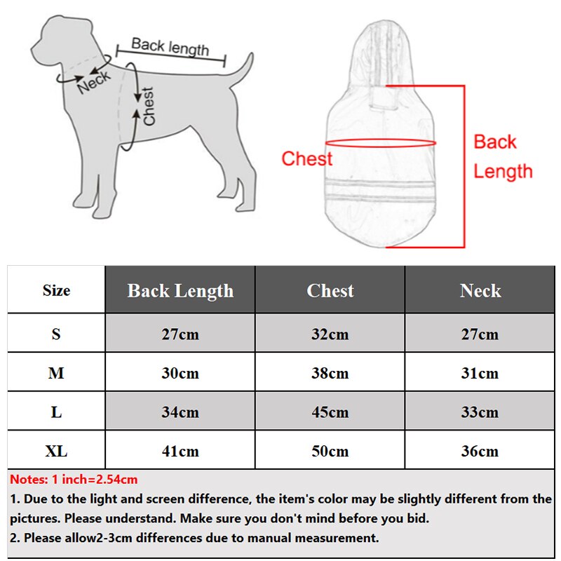 Dog Raincoat Reflective PU Puppy Pet Rain Coat Hooded Waterproof Dog Jacket Clothes Solid Waterproof Dog Coat For Dogs