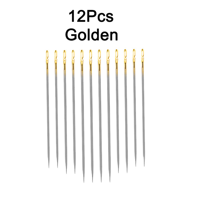 12/24 Pcs Blind Needle Elderly Needle-side Hole Hand Household Sewing Stainless Steel Sewing Needless Threading Apparel Sewing: 12 PCS Golden