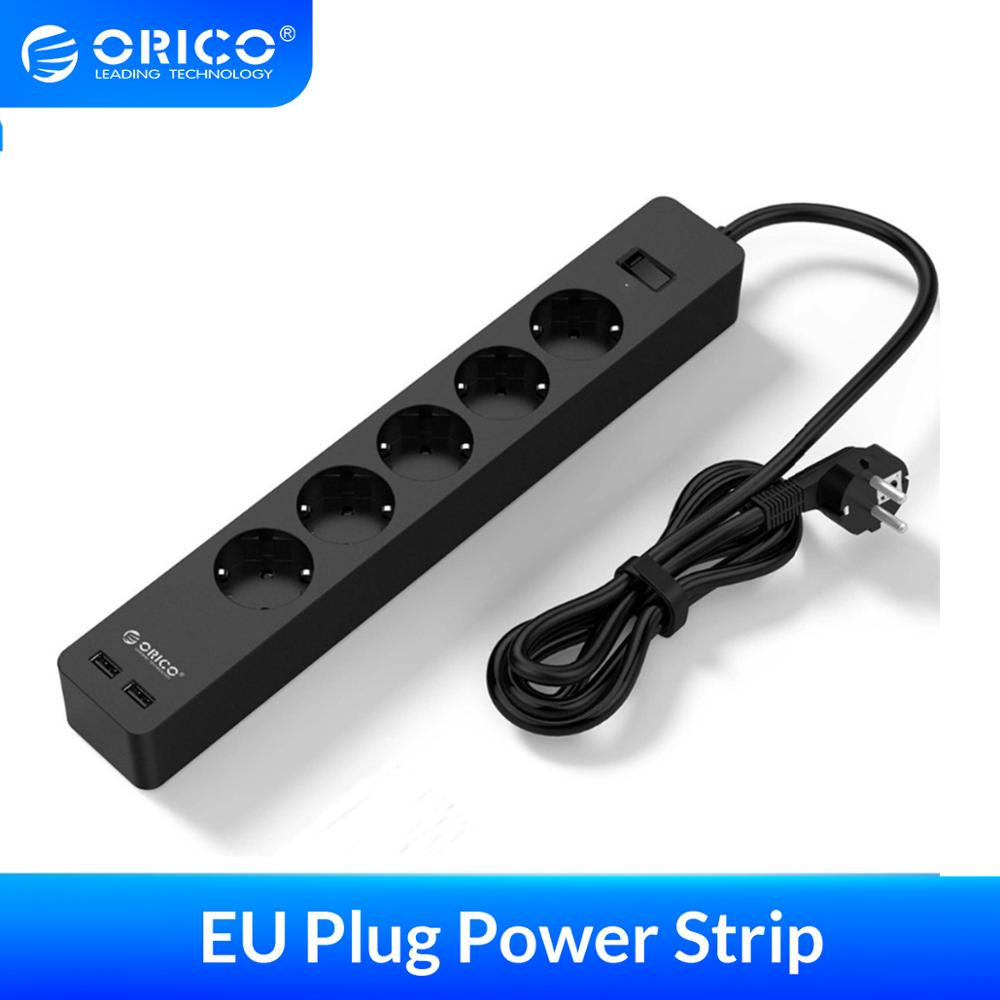ORICO 3/5 AC+2 USB Power Strip with USB Electronic Socket Home Office Surge Protector EU Plug hargers Extension Smart Socket
