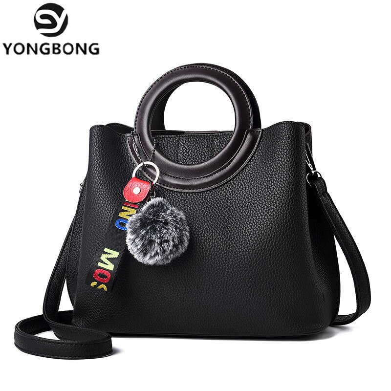 YONGBONG Litchi Pattern Soft PU Leather Women Handbag Two Pieces Female Shoulder Bag Girls Messenger bag Casual Women Bag