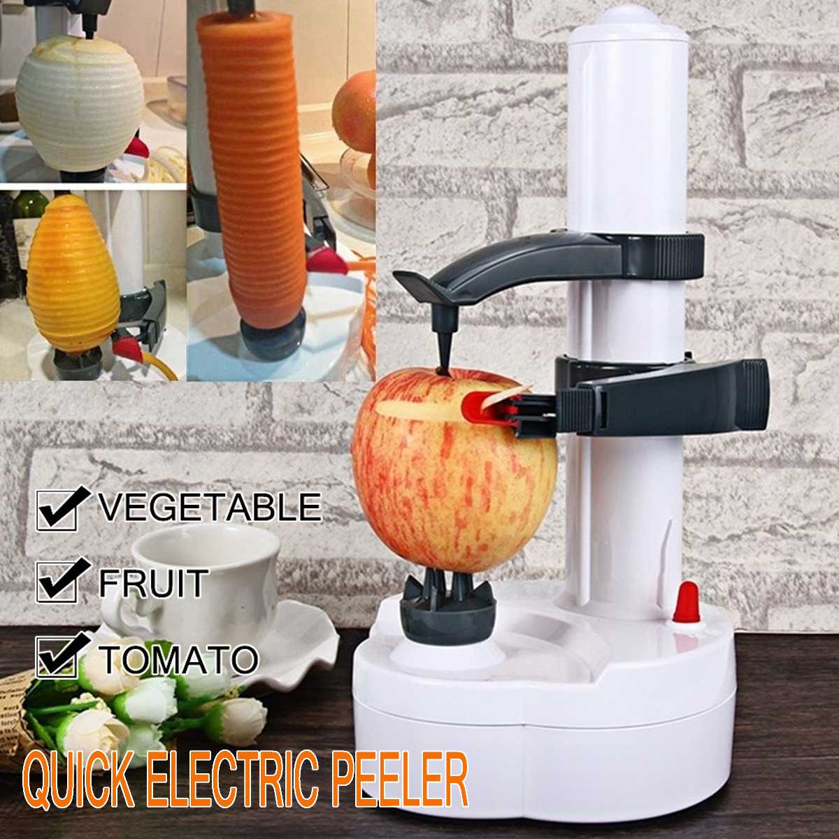 Elektrische Dunschiller Voor Groente Fruit Dunschiller Keuken Tool Met 3 Bladen Automatische Rvs Aardappel Schillen Machine