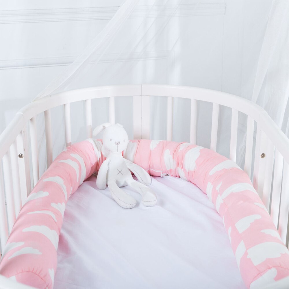 Wieg Bumper Babybedje Beddengoed Protector Pasgeboren Bed Lange Kussens Kussen Katoen Cradle Veiligheid Bescherming Pad Baby Kamer Decor: Cloud pattern pink