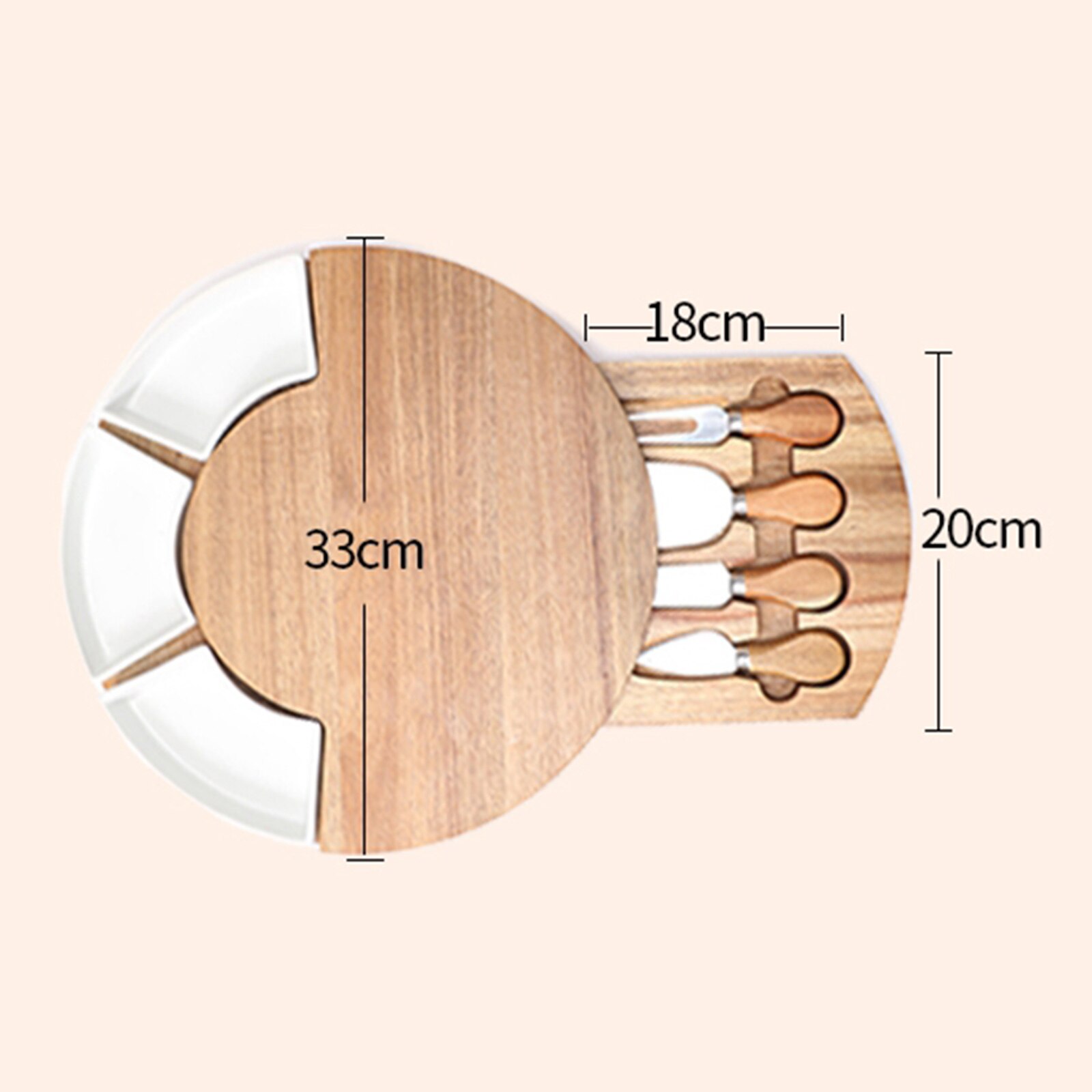 Bamboo Cheese Board Platter and Knife Set Cutting Charcuterie Platter Serving Wooden Tray for Wine Crackers Brie and Meat