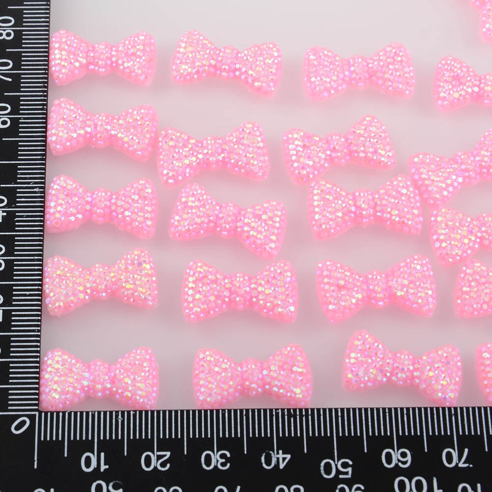 BOLIAO 20 pièces 12*20mm (0.47*0.79 po) résine en forme d'arc rose AB couleur Scrapbook brillant délicat vêtements/sacs/chapeaux décoration bricolage