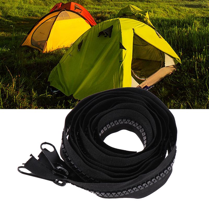 Cremallera de resina Separable de doble cara, larga, negra, 200CM, con extremo de retención para saco de dormir, tienda de campaña, Coa