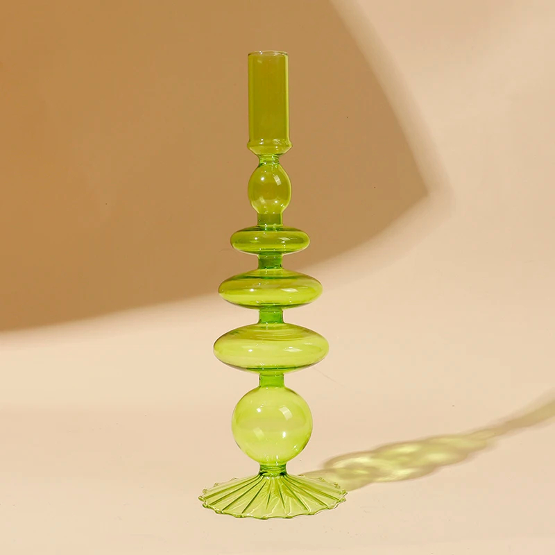 Candelabro de cristal europeo de lujo para decoración del hogar, soporte de palo de vela de boda, centro de mesa, gafas Vintage: Multicolor
