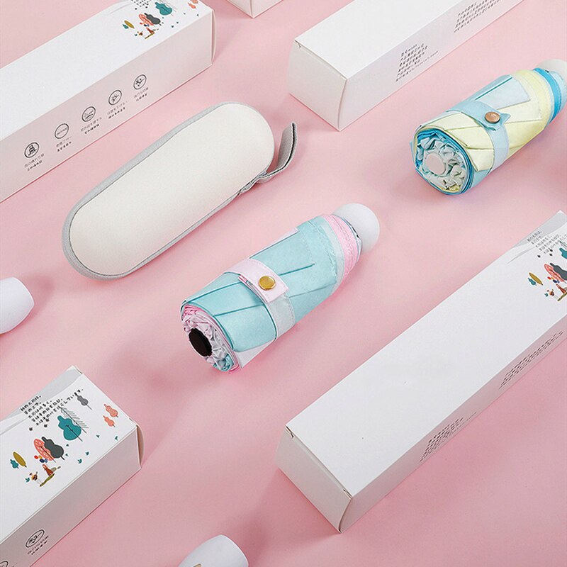 Creativo Cambia colore Ombrello gradiente Arcobaleno Della Novità Della tasca ombrello donne pioggia parasole signore capsula ombrelli