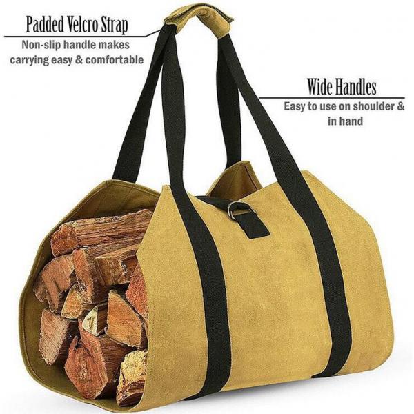 Strong Canvas Firewood Carrier Log Carrier Holder Wood Carry Bag