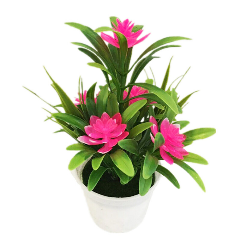 Kunstige Blomster Bonsai - Bordpynt til Hjem, Kontor, Bryllup, Juledekorasjon: Rosa