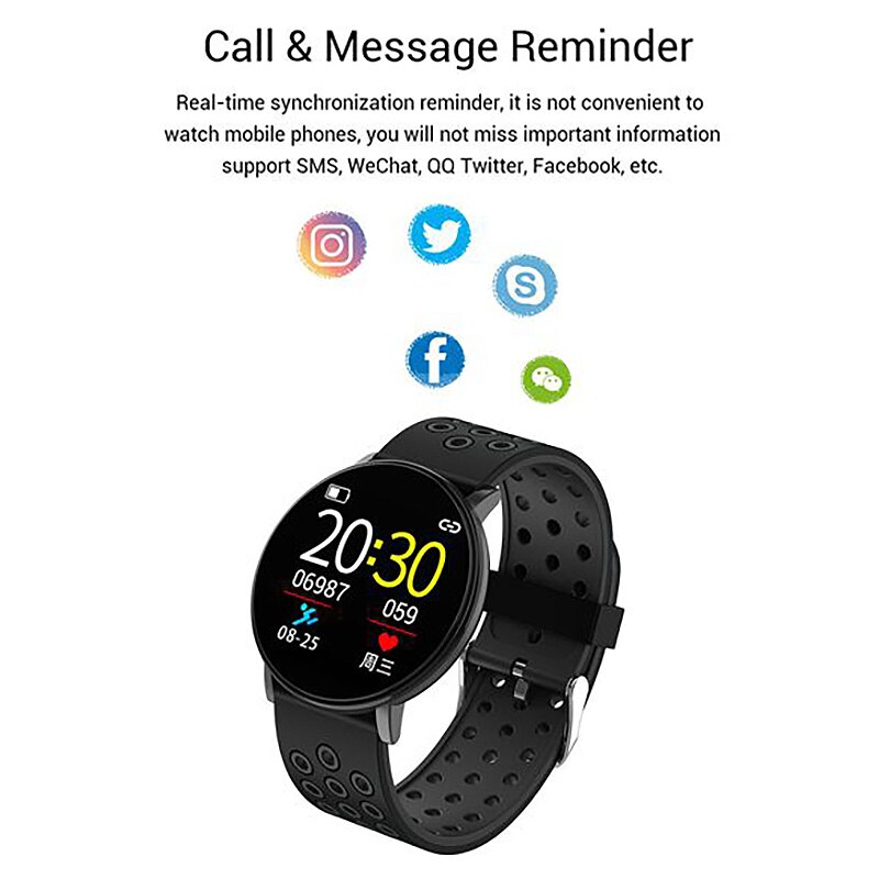 W8 Smart Watch IP67 Waterproof Smartwatch Heart Rate Blood Pressure Fitness Tracker Smart Bracelet Wristband