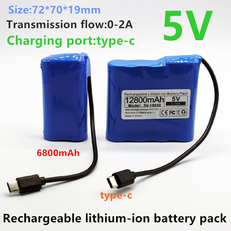Original 6800mAh/12800mAh 5V 18650 lithium battery pack for Single Chip Microcomputer Outdoor LED Lamp,USB Fan,Bluetooth Speaker